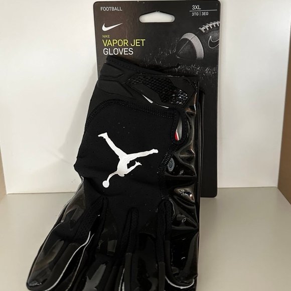 Nike Air Jordan Vapor Jet Football Gloves Black White Receiver DA1749-091 Sz 3XL - Picture 1 of 3